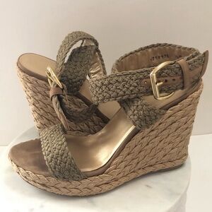 STUART WEITZMAN ALEX Green Crisscross Espadrille Wedges